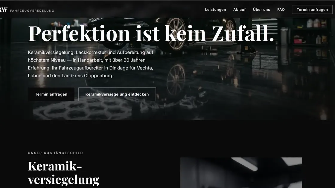 Website einer Fahrzeugveredelung in Dinklage