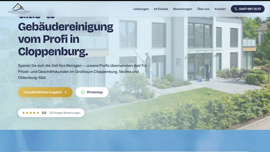 Website einer Gebäudereinigung in Cloppenburg